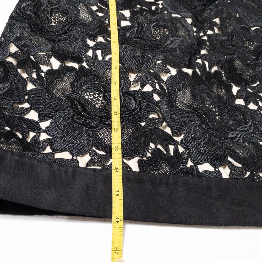 White House Black Market Lace Sleeveless Dress Black Floral Design 10 Formal - Picture 7 of 10